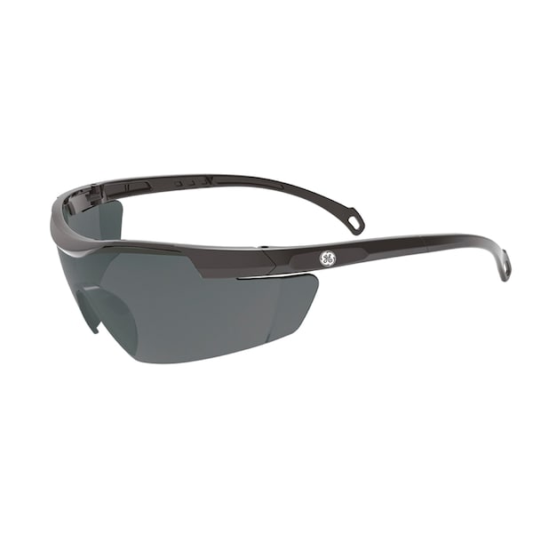 Ge Safety Glasses, Anti-Fog & Anti-Scratch, Smoke Lens, Black Frame GE201SAF - main